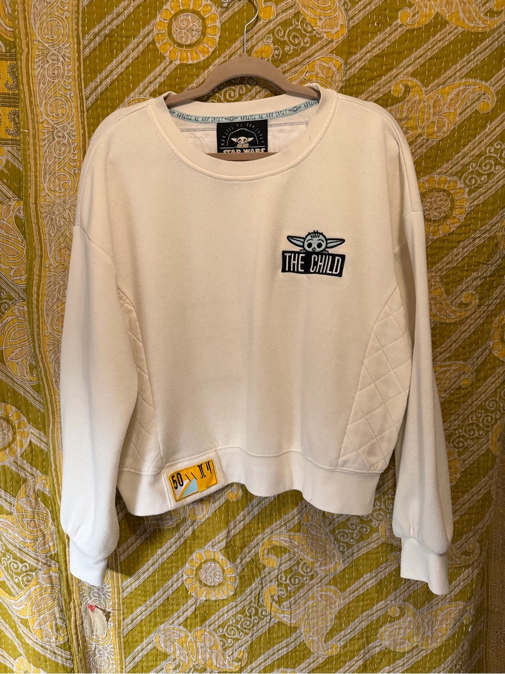 Disney Mandalorian The Child Embroidered Off-White Sweatshirt